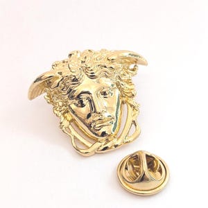 女神メデューサ、ギリシャ、金メッキピン、真鍮ペンダント、925 シルバーペンダント