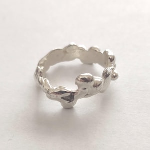 Sterling silver melted wax drop ring