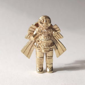 Rocketman ancient warrior ancestral pin, natural brass and gold plated