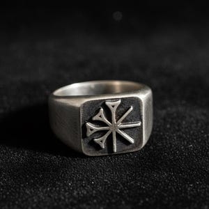 Sumerian Seal 925 Sterling Silver Sumerian Ring Men's Ancient Sumerian Ring