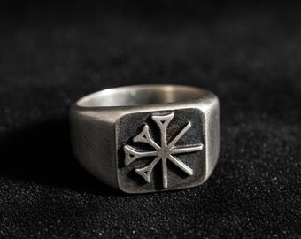 Sumerian Seal 925 Sterling Silver Sumerian Ring Men's Ancient Sumerian Ring