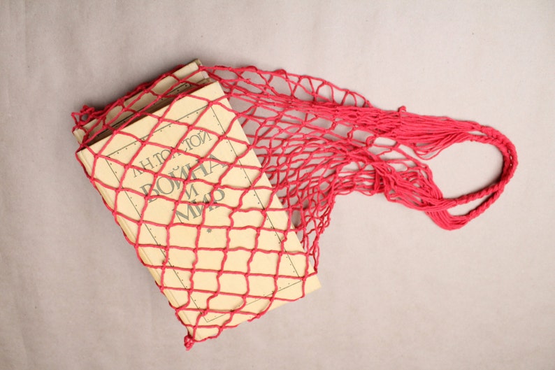 Vintage Avoska Bag.Soviet Bag.Eco Shopping Bag.Red Purple Eco Bag.Mesh Shopping Bag.Net Shopping Bag.Soviet Avoska.Vitage Soviet Avoska.