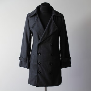 Vintage grijze knoopjas vintage jaren 80 mod 80s winter herfst jas jas LM prachtige VTG Wear bovenkleding