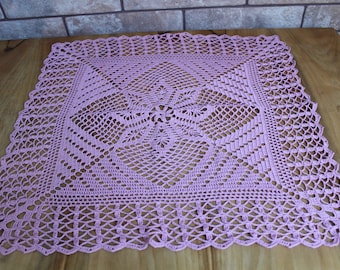 Crochet doily. Vintage Doily. Tablecloth. Crochet Lace. Vintage Hand Knitted Cotton Doilies. Table Interior decor. Purple doily