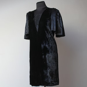 Vintage Velvet Dress 60s  Party Dress Black Velvet Dress Black formal dress