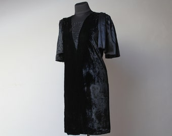Vintage Velvet Dress 60s  Party Dress Black Velvet Dress Black formal dress
