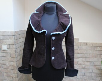 Corduroy Jacket.Jacket Women's.Jacket for Women.handmade jacket.wedding jacket.evening jacket.women brown jacket.brown velvet jacket.