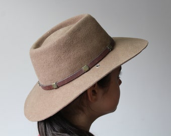 Vintage Unisex Brown Cowboy Hat Wool Cowboy Hat Vintage hat 1970 Cowboy retro hat Western hat band, Made in USA Hat