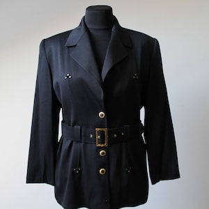 Vintage Blazer,Size 16, Size 42,Blazer Women's,Vintage Jacket,80's Clothing,Retro Blazer,Black Blazer,Jacket with rivets