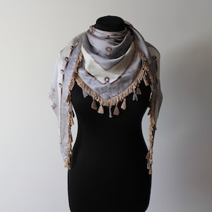 Silk scarf vintage. Shawl Retro. Unisex Scarf. Royal Scarf. Woman Scarf. Vintage Retro. Silk Scarf for Woman. Long Scarf. Pattern Scarf