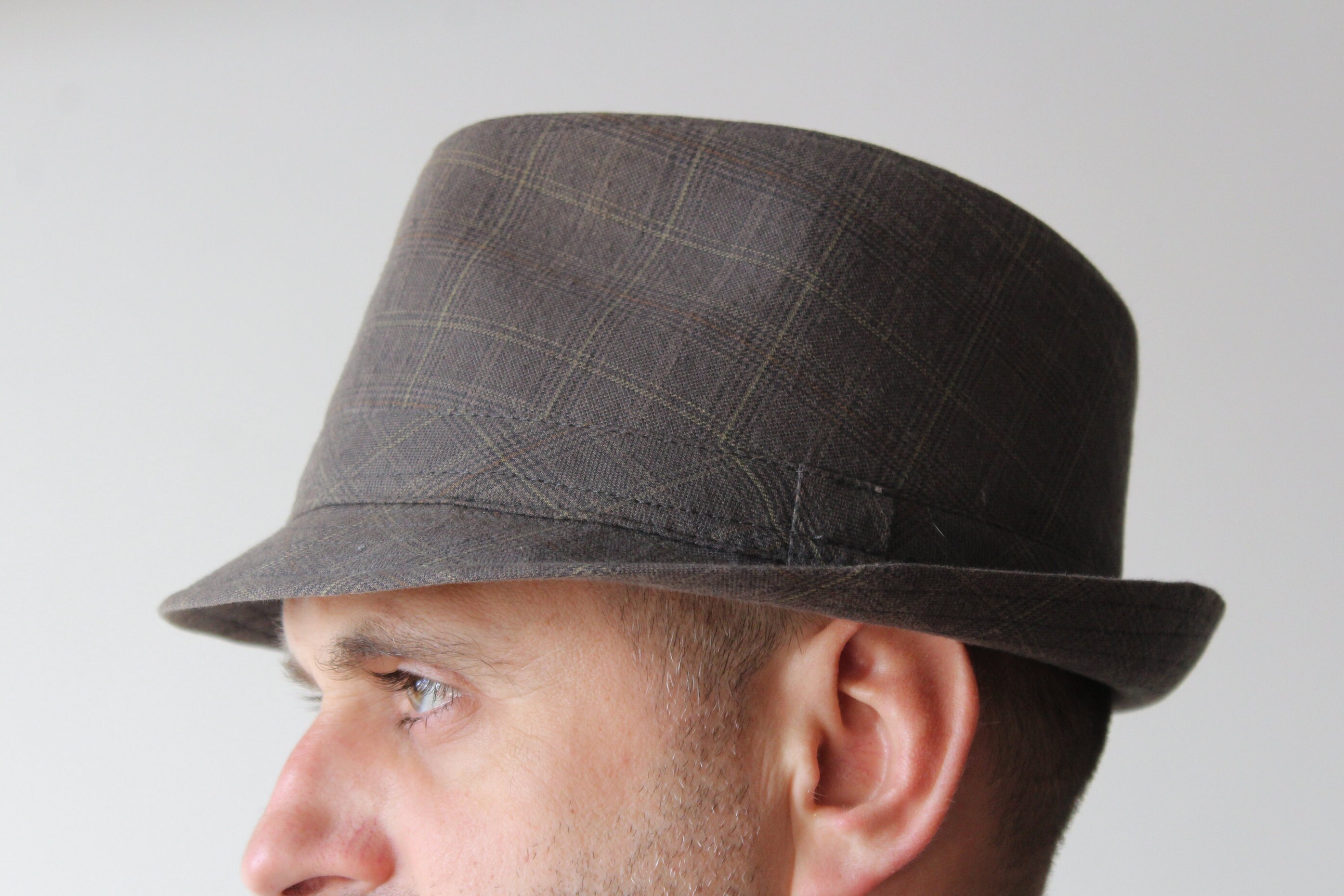 Vintage Hat.brown Tweed Fedora.brown 