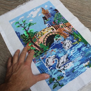 Embroidered Picture  Embroidery Picture  Wall Decor  Colorful Picture  Vintage Embroidery Cross Stitch  Gift Idea Gift Embroidery Picture