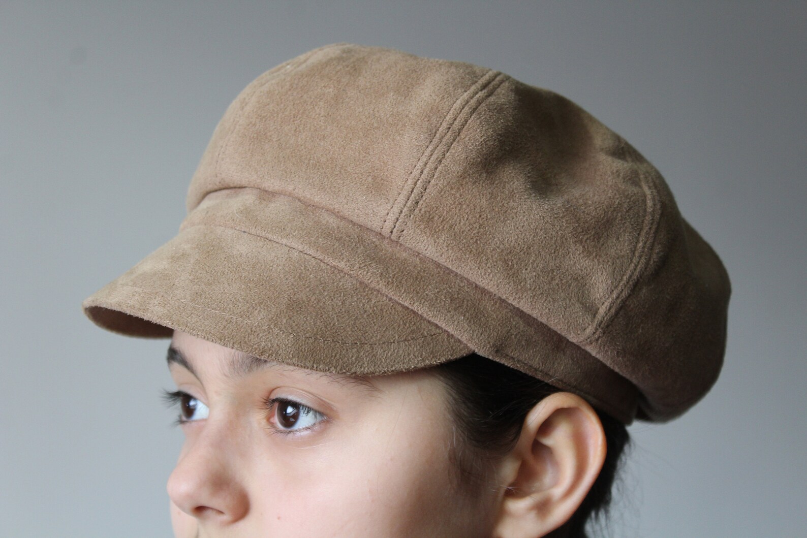 Vintage Velvet Cap Soft Velvet Ladies Hat Floral Beige Cap Womens Retro