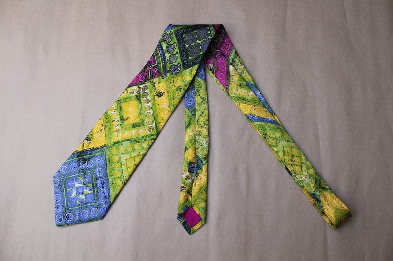 Vintage Necktie.Multicolored necktie.Wedding tie.Vintage mens tie.Mens gift.Vintage men/'s tie.Men/'s neck tie.100/% Silk.Abstract tie.Carnaval