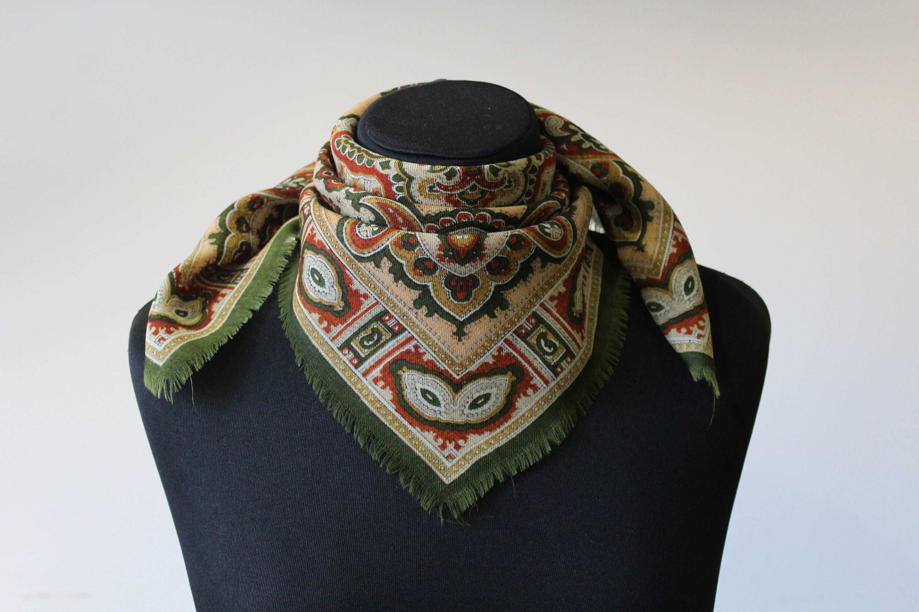 RUSSIAN ANTIQUE (VINTAGE) jacquard silk shawl. 105x101 cm