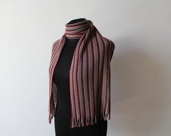 Wool scarf vintage. Shawl Retro. Unisex Scarf. Mens Scarf. Woman Scarf. Wool scarves for women. Long Scarf. Vintage muffler. Red scarf