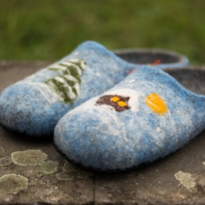 Christmas felted wool slippers womens clogs felt slipper indoor shoes from wool clogs with winter ornament image 6