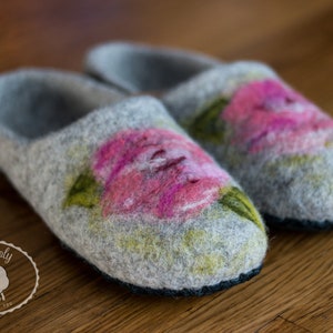 Wool house slippers felted wool slippers felt eco friendly cute slippers custom slippers 80th birthday gift for her mom house slippers image 4