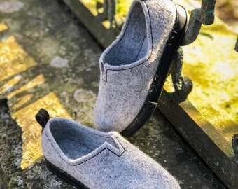 Wool shoes rubber sole Shoes for home and outdoor Slippers woomen Comfortable shoes Eco friendly Unisex Gender neutral Gift for her mom