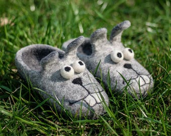 Baby gift Easter bunny slippers Baby slippers Felted slippers wool shoes girls slippers Baby shoes wool slippers boys slippers