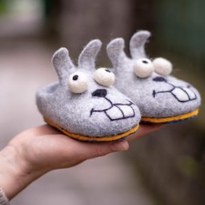Childrens slippers Animal bunnies rabbits slippers Gift kids  Cute funny charm slippers  Gift for daughter son Cozy Eco friendly Baby shoes
