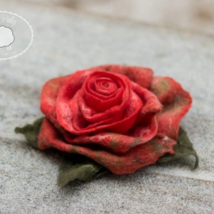 Mindfulness gift mom birthday gift Rose Brooch Wool Jewelry Flower Brooch Rose Jewelry Felted Brooch Felted Rose Felted flower wool image 1