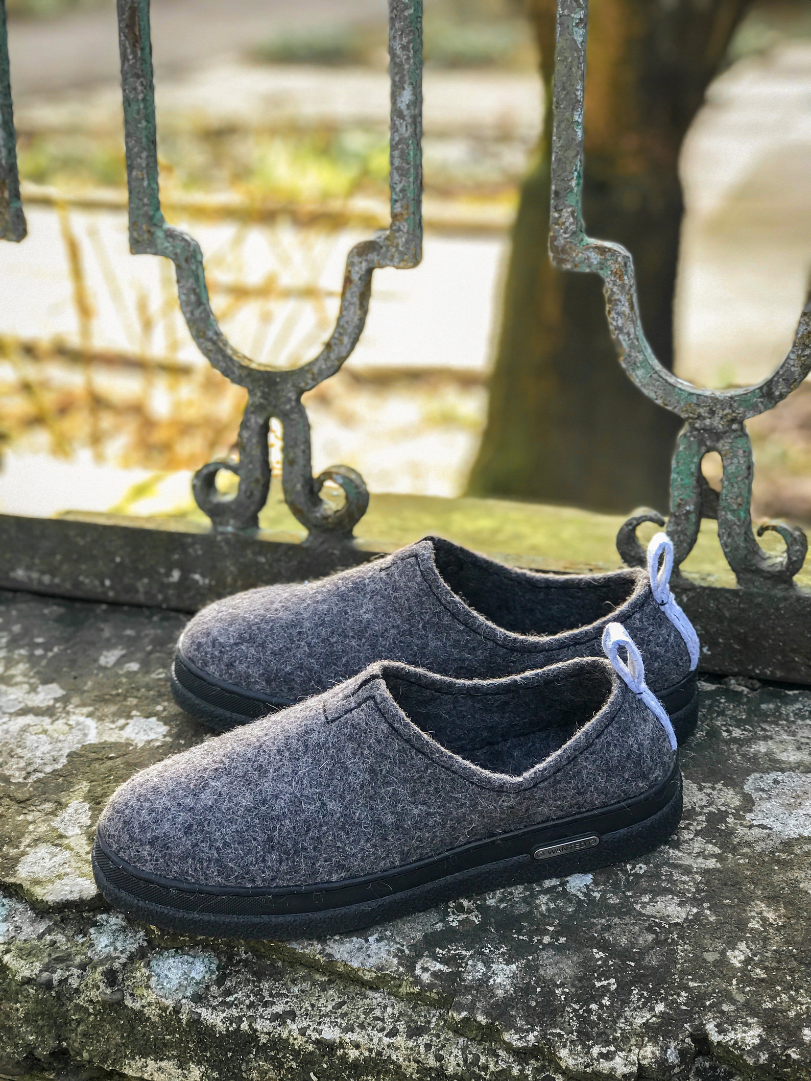 Felted Woollen Mens Slippers With Rubber Sole Dark Gray Etsy