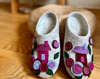 Handmade Felted Wool Home Slippers: Custom Cozy Barefoot House Shoes