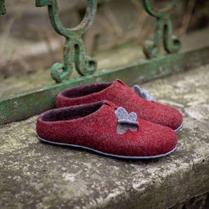 Wool Felt Slippers: Handmade Butterfly Design, Cozy Home Footwear