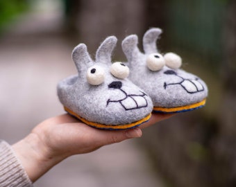 Animal slippers Bunnies Rabbits Gift kids Childrens slippers Cute funny charm slippers  Gift for daughter son Cozy Eco friendly Baby shoes