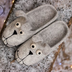 Cute bunny slippers women great felt wool christmas slippers gift Made in Ukraine image 5