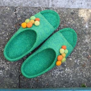 Cozy Colorful Wool Felted Slippers with Quirky Designs Cute funny house home shoes Indoor warm footwear Woolen clogs Custom birthday gift