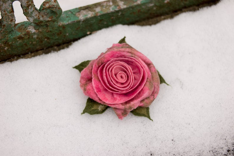 Felt flower brooch rose felt flower pin wool jewelry flower girl gift wool felt brooch Custom colors available image 1