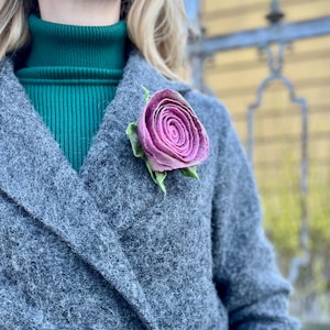 Mindful Birthday gift for women Rose Brooch pin Wool Jewelry Flower Brooch Rose Jewelry Felted Brooch, Felted Rose, wool Felt flower