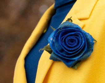 Felt brooch Blue rose Felt flower brooch Wool floral jewelry Flower decor Merino wool Custom colors Accessories for women Gift for mom her
