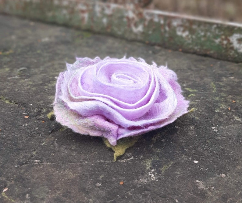 Felted woolen flower brooch Brooches 50th birthday gift Gift for her Gift mother Unique wife gift Accessories Merino wool Woolen rose Purple