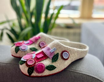 Felted Wool Slippers For Women: Handmade Gray House Shoes, Custom Fit