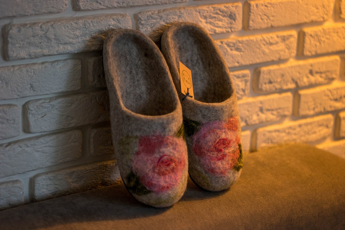 Grandparent gifts felted wool slippers 60th birthday Gift for | Etsy