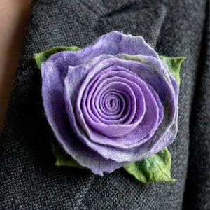 Merino Wool Felted Rose Brooch: Handmade Flower Jewelry