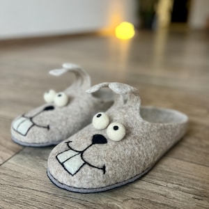 Handmade Wool Bunny Slippers: Cozy Felted Rabbit Shoes