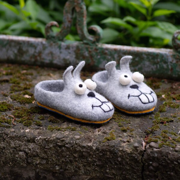 Childrens slippers Animal bunnies rabbits slippers Gift kids  Cute funny charm slippers  Gift for daughter son Cozy Eco friendly Baby shoes