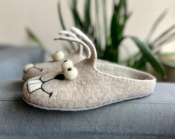 Felted Wool Bunny Slippers: Handmade Cozy Warm House Custom Shoes