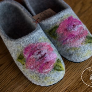 Wool house slippers felted wool slippers felt eco friendly cute slippers custom slippers 80th birthday gift for her mom house slippers image 5