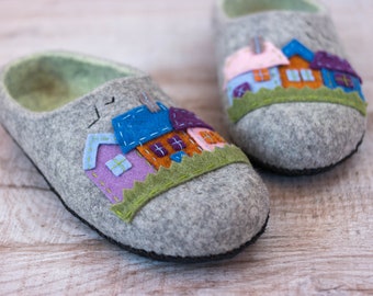 Birthday gift for husband felt slippers best friend gift Wool slippers for him felted slippers House Shoes gift for him House Slippers