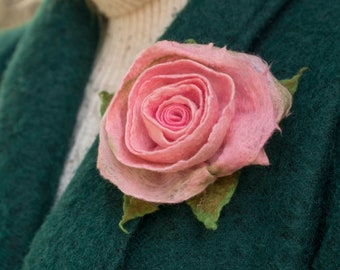 Brooches Felted woolen flower brooch 50th birthday gift  for her mother wife  Accessories for women Merino wool Woolen rose Floral jewelry