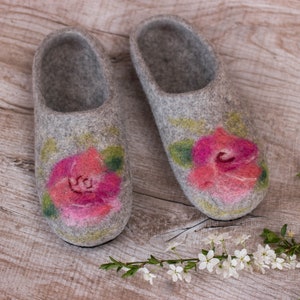 Wool house slippers felted wool slippers felt eco friendly cute slippers custom slippers 80th birthday gift for her mom house slippers image 8