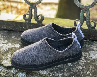 Felted wooll mens shoes with rubber sole Handmade wool Indoor boots Felted footwear Custom shoes Felted wool slippers Gift for him her