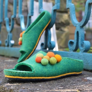 Handmade Wool Felted Open-Toe Slippers: Cozy Home Shoes