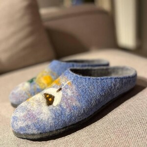 Handmade Wool Slippers: Warm Patterned Clogs with Leather Soles
