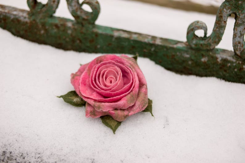 Felt flower brooch rose felt flower pin wool jewelry flower girl gift wool felt brooch Custom colors available image 4